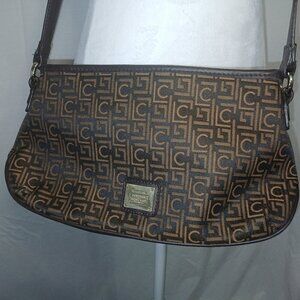 LIZ CLAIBORNE, CROSSBODY HANDBAG, VINTAGE,  BROWN AND BLACK DESIGN